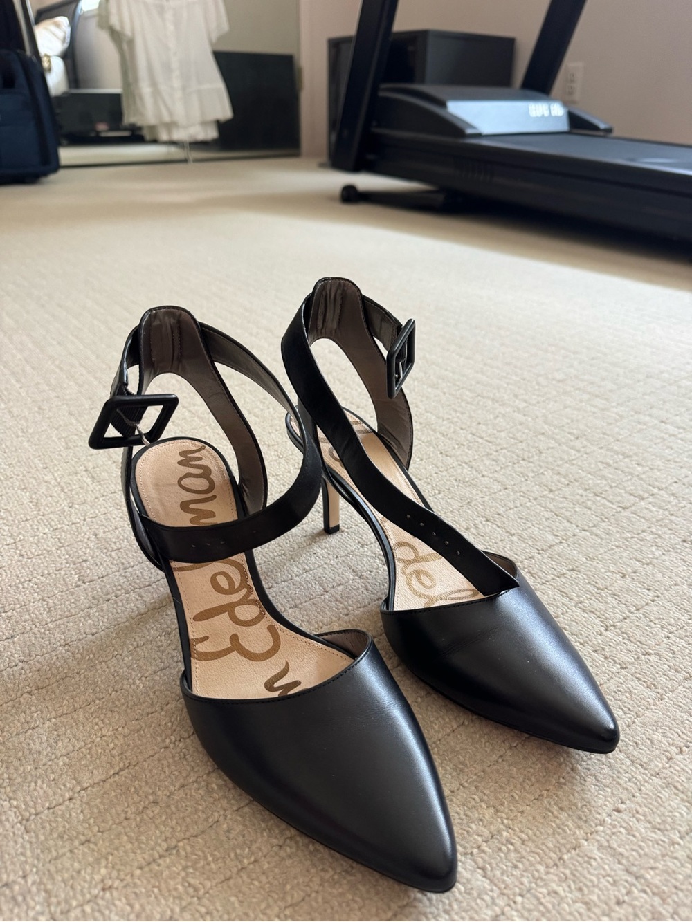 Sam Edelman Okala Black Leather Ankle-Strap Pumps - Women's Size 9